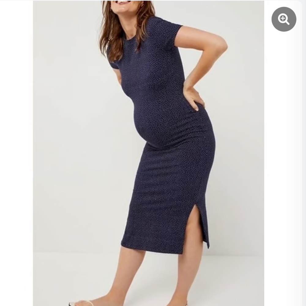 A Pea in the Pod Polka Dot Maternity Midi Dress